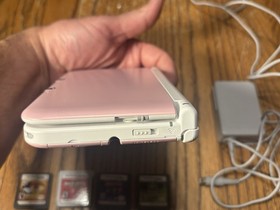 Nintendo 3DS XL Pink White Handheld Console 7 Games + Bundle Tested USA Version