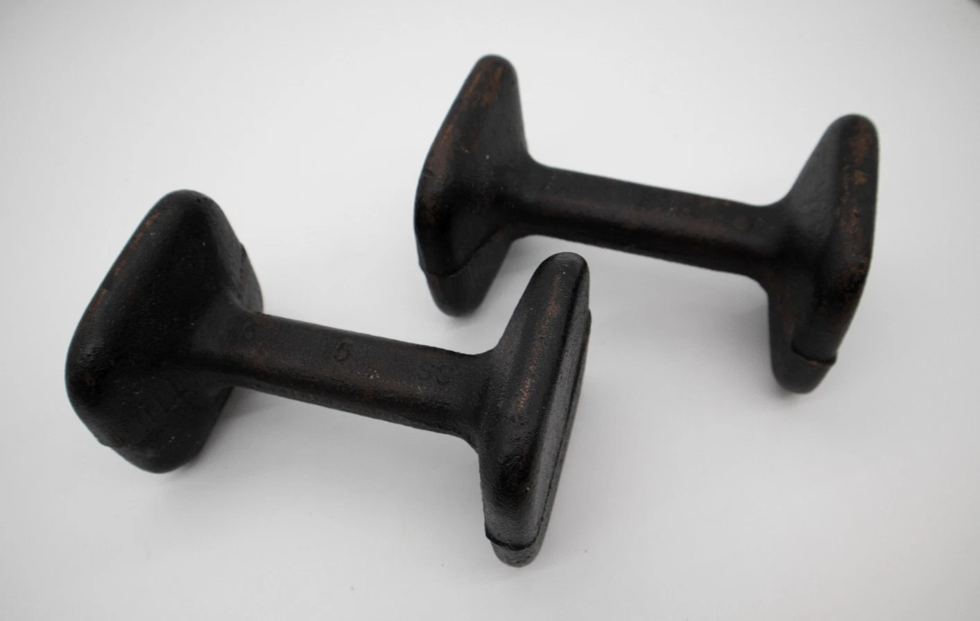 Vintage Antique Pair Square Dumbbell Weights 5 Lbs Cast Iron