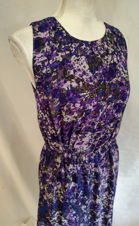 Vestido Coldwater Creek Púrpura Multi Moteado Punto Gasa Largo Midi Detalle Nudo 6 Foto 2 de 4