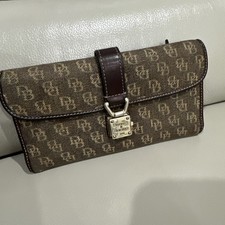 Vintage 1975 Dooney Bourke Logo Canvas w/ Leather Trim