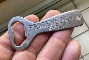 Old Feigenspan Beer Bottle Opener Newark NJ 1940s Advertising.