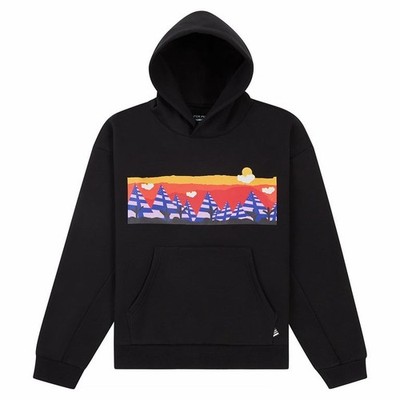 PAPER PLANES   BLACK  OVERSIZED LANDSCAPE  HOODIE XL NWT!