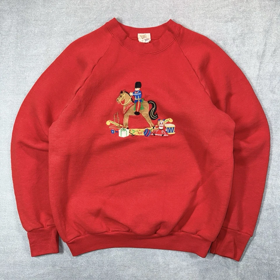 Vintage Peanut Butter & Jelly Embroidered Christmas Rocking Horse Nutcracker Med - Image 2 of 4