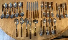 Vintage Town & Country Wood Handle Flatware S...