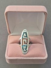 Vintage Native American sterling silver long oval ring size 7.5