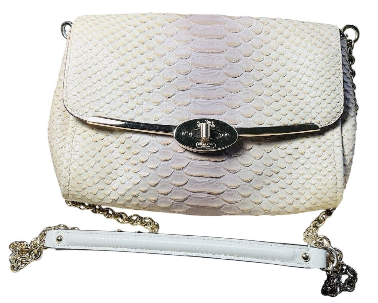 COACH Madison Cream Python Embossed Leather Turn … - image 2