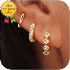 Gold Hoop Earrings Set for Women Trendy 14K Gold Plated Chunky Hypoallergenic