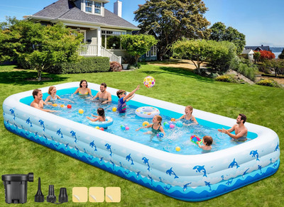 Extra Large Inflatable Swimming Pool   165'' x 76'' x 22'' Oversized Blow Up Pool f