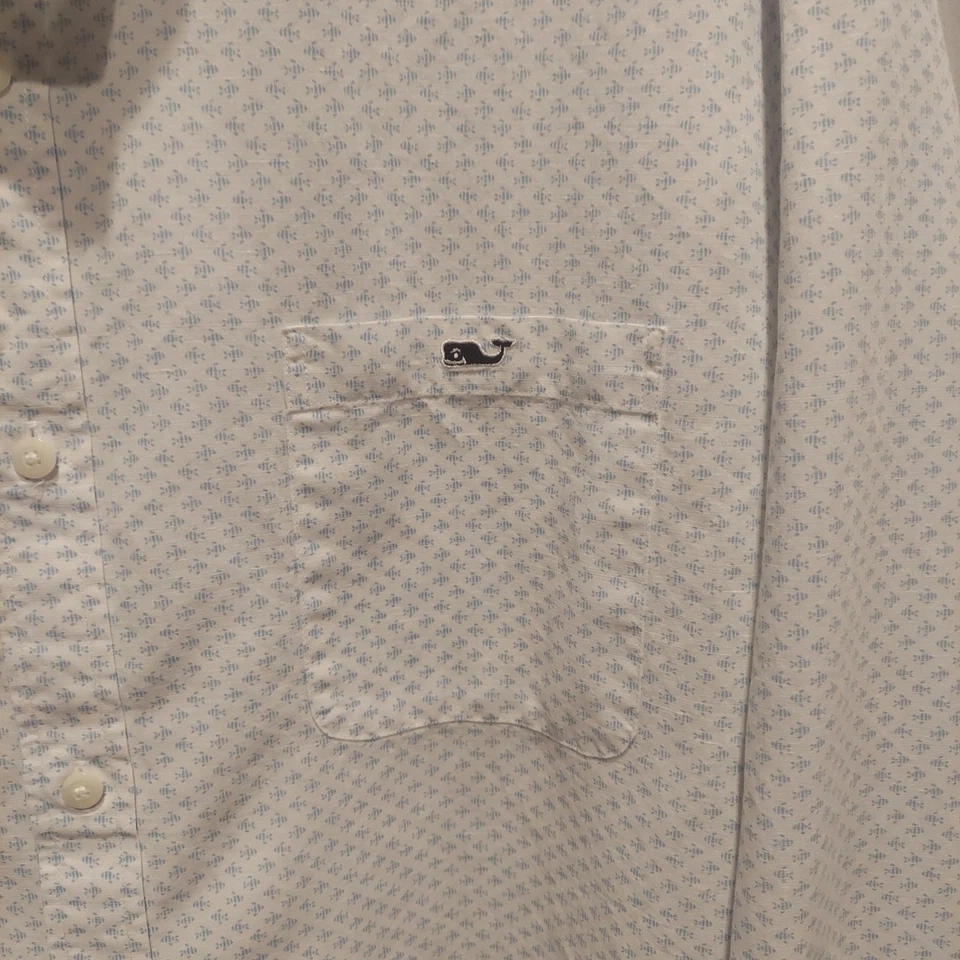 Vineyard Vines Mens Fish Print Linen & Cotton Classic Fit Tucker Shirt Size 2XL - Image 3 of 4