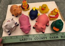 Collection Of Assorted Bath Toys Float Ducks Pigs Fish Rubber/Plastic