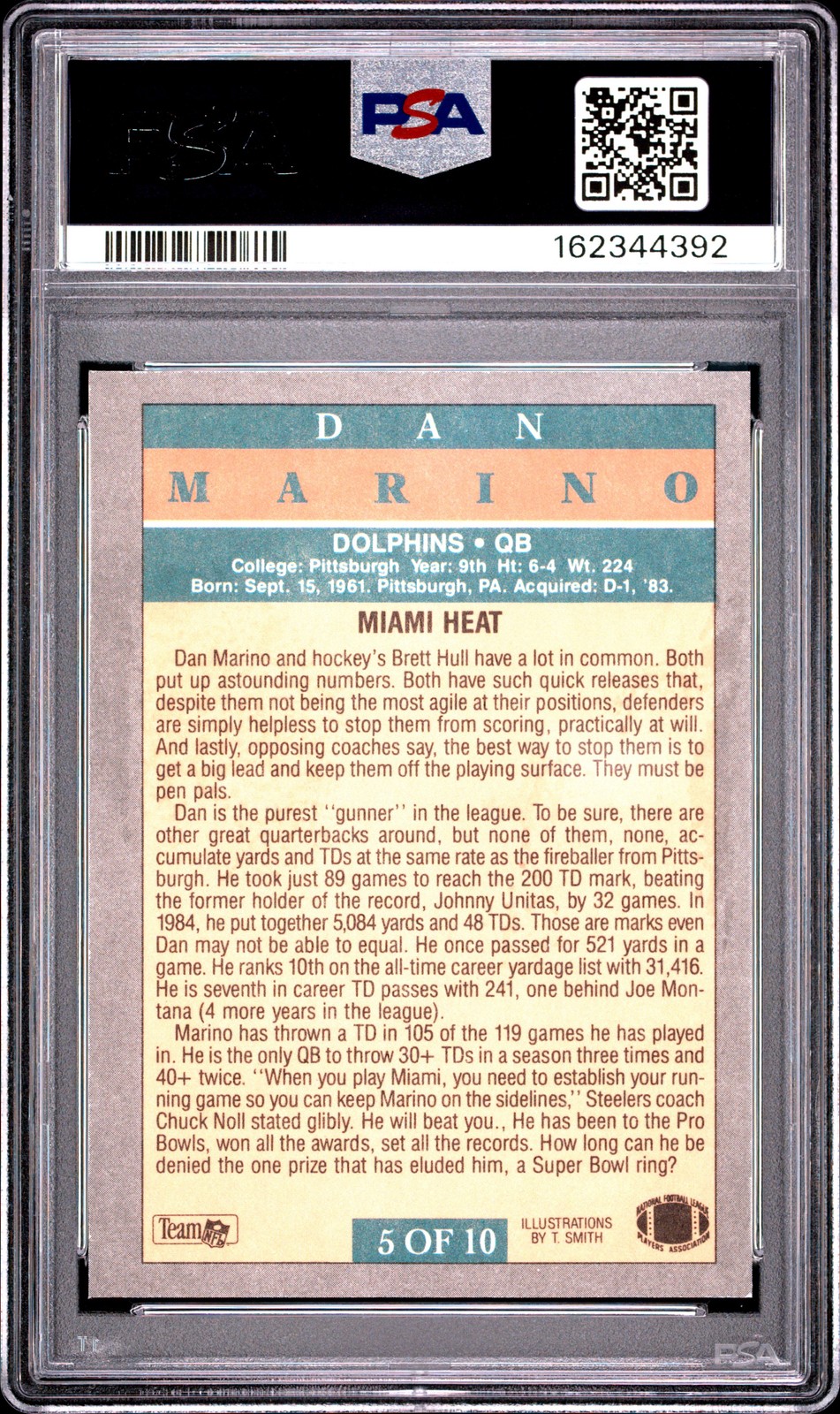 1991 FLEER PRO-VISIONS #5 DAN MARINO PSA 5 MK view 2