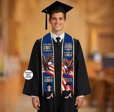 Personalized Teacher Graduation Stole Class of 2026, Custom Education Major Sash