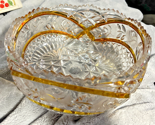 Crystal Hand Cut Footed Large Centerpiece Bowl - 24% PbO 9.5” Wide - 第 1/4 張圖片