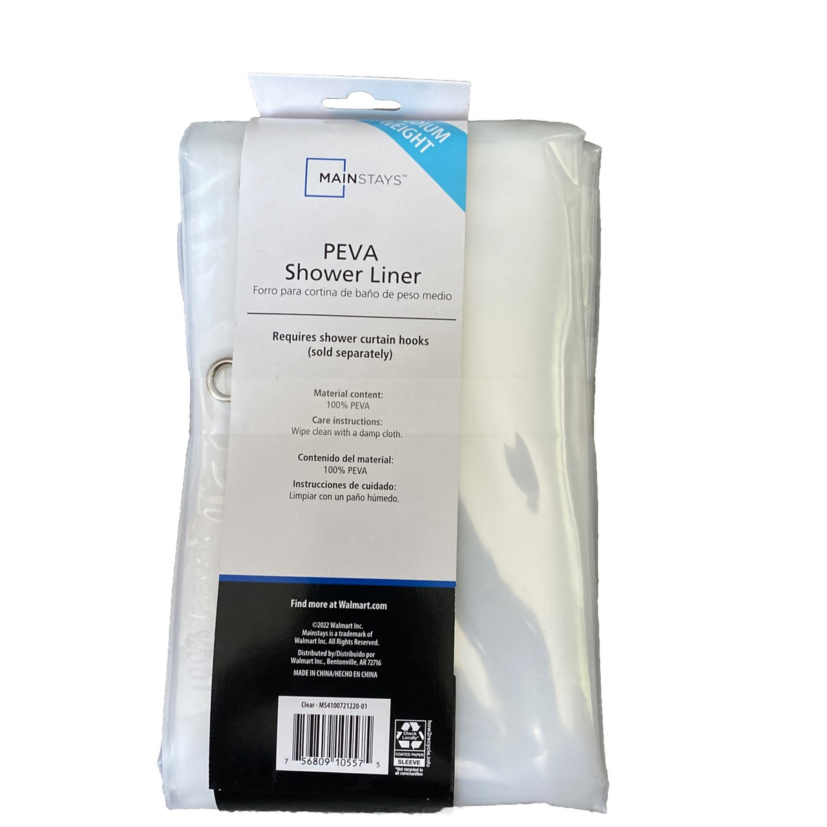 Mainstays Medium Weight PEVA Shower Liner - Clear | eBay