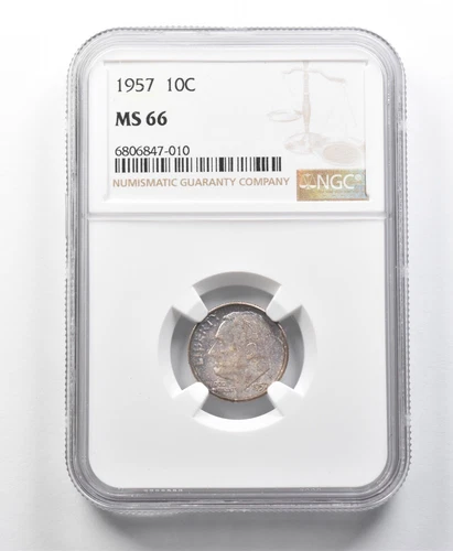 1957 Roosevelt Dime MS66 NGC Beautifully Toned *8629
