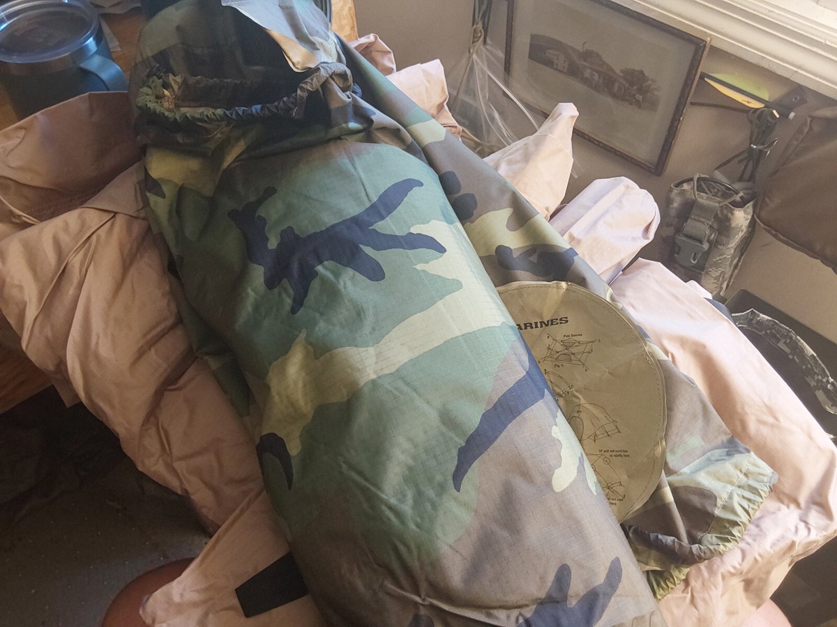 USMC 2-Man Combat TENT - LITEFIGHTER - Woodland Camo - VGC - Three