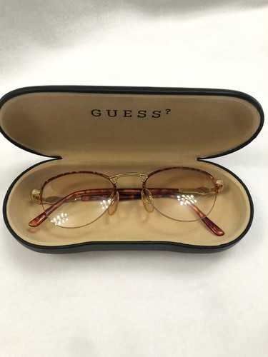 Guess Tortoise Rx Round Eyeglasses Metal & Plastic Frame With Case - Picture 4 of 4