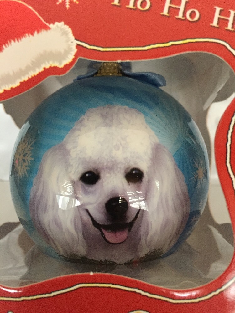 White Poodle Dog Christmas Ball Ornament New eBay