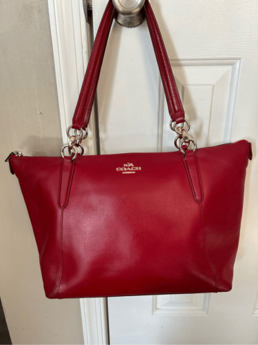 Coach red tote purse ava tote leather