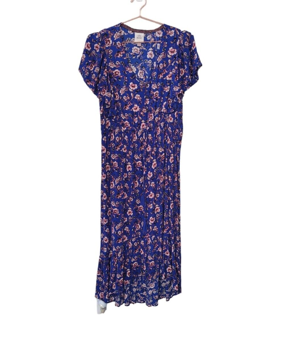 Pre-Owned KNOX ROSE L Blue Floral Midi High Low D… - image 2