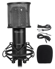 Rockville RCM01 Studio Recording Condenser Microphone Mic+Shock Mount+Pop Filter
