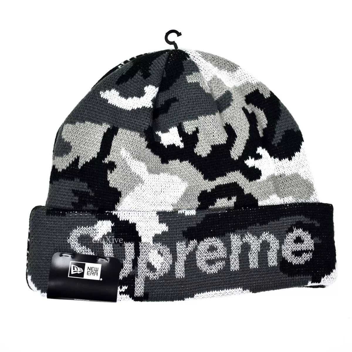 NWT Supreme New Era Camo Fair Isle Knit Split Beanie Black Men&