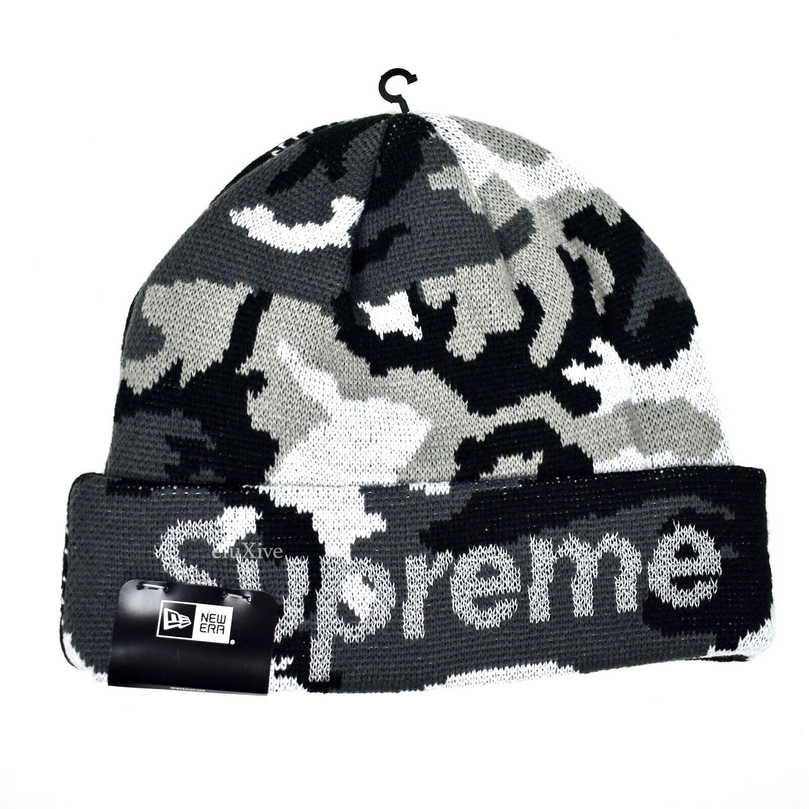 NWT Supreme New Era Camo Fair Isle Knit Split Beanie Black Men's