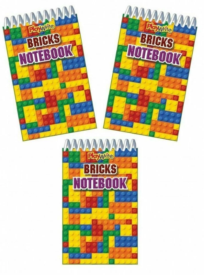 BRICK Mini NOTEPADS Kids Boys Party Bag Fillers NOTEBOOK 6 12 18 20