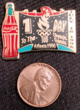 Vintage 1996 Atlanta Olympics Collectors Pin Coca Cola 1 Day to Olympic