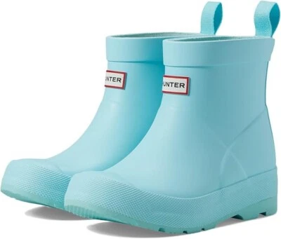 Hunter Play Boot Kids Unisex Blue Pull On Rubber Ankle Wellington Boots NEW