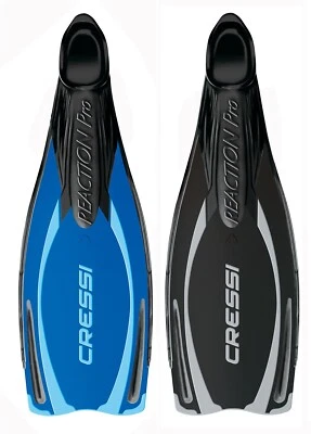 Cressi Sub Reaction Pro Full Foot Fins Scuba Diving Snorkeling BLUE or BLACK