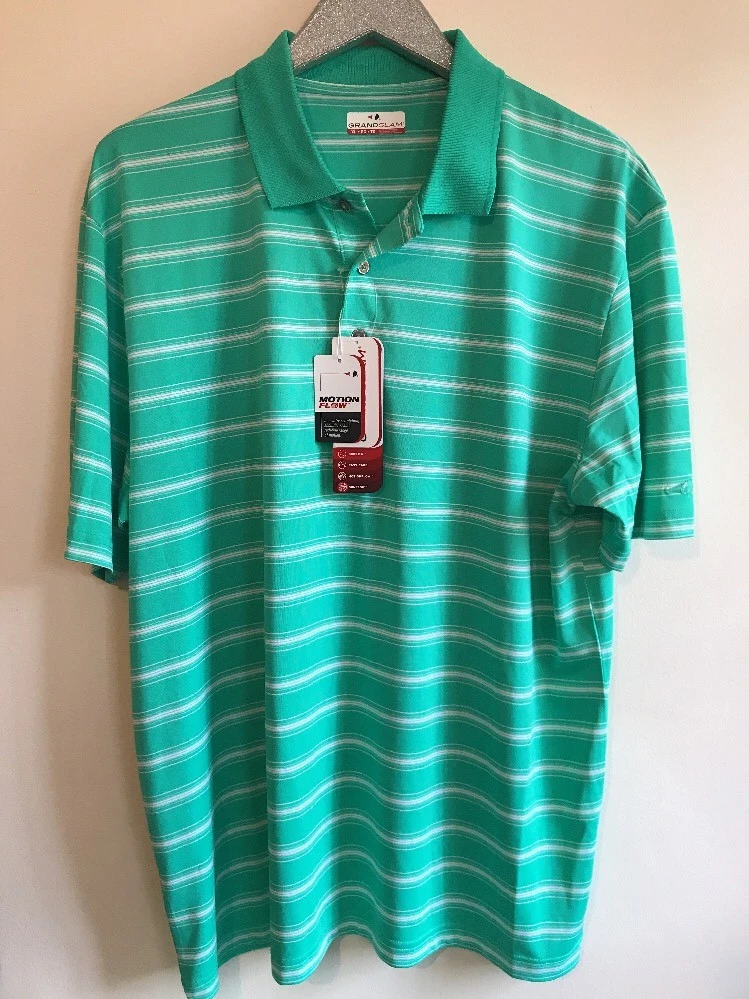 Grand Slam Men’s Shirt Size XL Dry Fast Technology Motion Flow Aqua Green GOLF