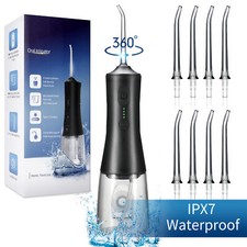 Cordless Water Flosser Dental Oral Irrigator Teeth Cleaner Floss With 8 Jet Tips