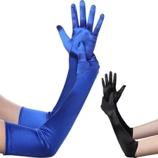 Women's Satin Long Gloves Opera Wedding Bridal Evening Party Prom Costume Gloves
