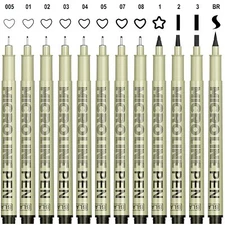 Micro Fineliner Drawing Art Pens 12 Black Fine Line Waterproof Ink Set Artist