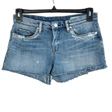 BLANK NYC SZ 27 Jean Shorts Little Queenie Whiskered Distressed Zip-Fly Low-Rise