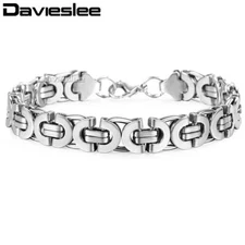 11mm Stainless Steel Bracelet Men Boys Flat Byzantine Link Chain Jewelry 8/9/10"