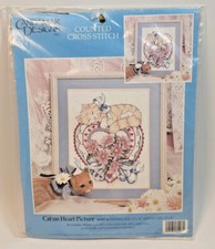 Needle Treasures Borderlines Loving Kittens Counted Cross Stitch Kit 03076 Heart