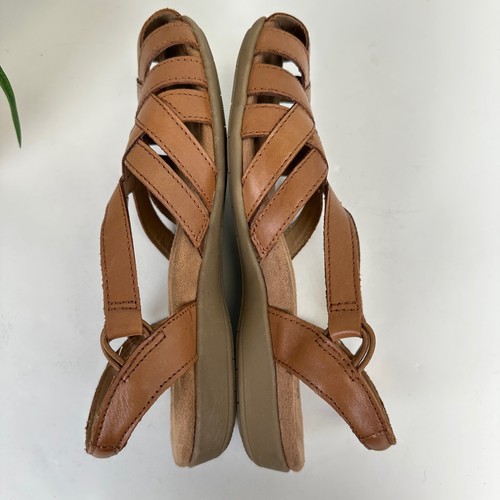 Earth Origins Berri Brown Leather Woven Sandals Slip On Comfort Shoes Size 7 M - Picture 6 of 9