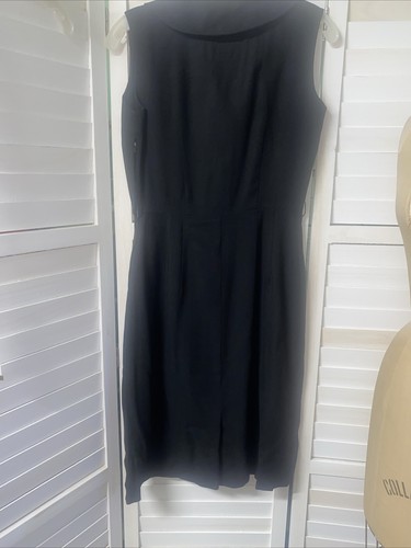 Vintage 50s Handmade Black Cotton Twill Linen Pencil Sheath Dress Size Medium - Picture 8 of 10