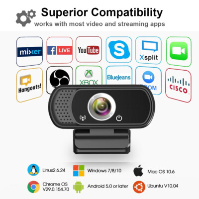 1080P HD Webcam USB Computer Web Kamera mit Mikrofon & Sichtschutz Plug & Play