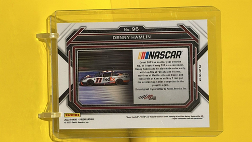 2023 Panini Prizm Racing Base card Silver Signature Denny Hamlin No. 96 - Picture 2 of 2