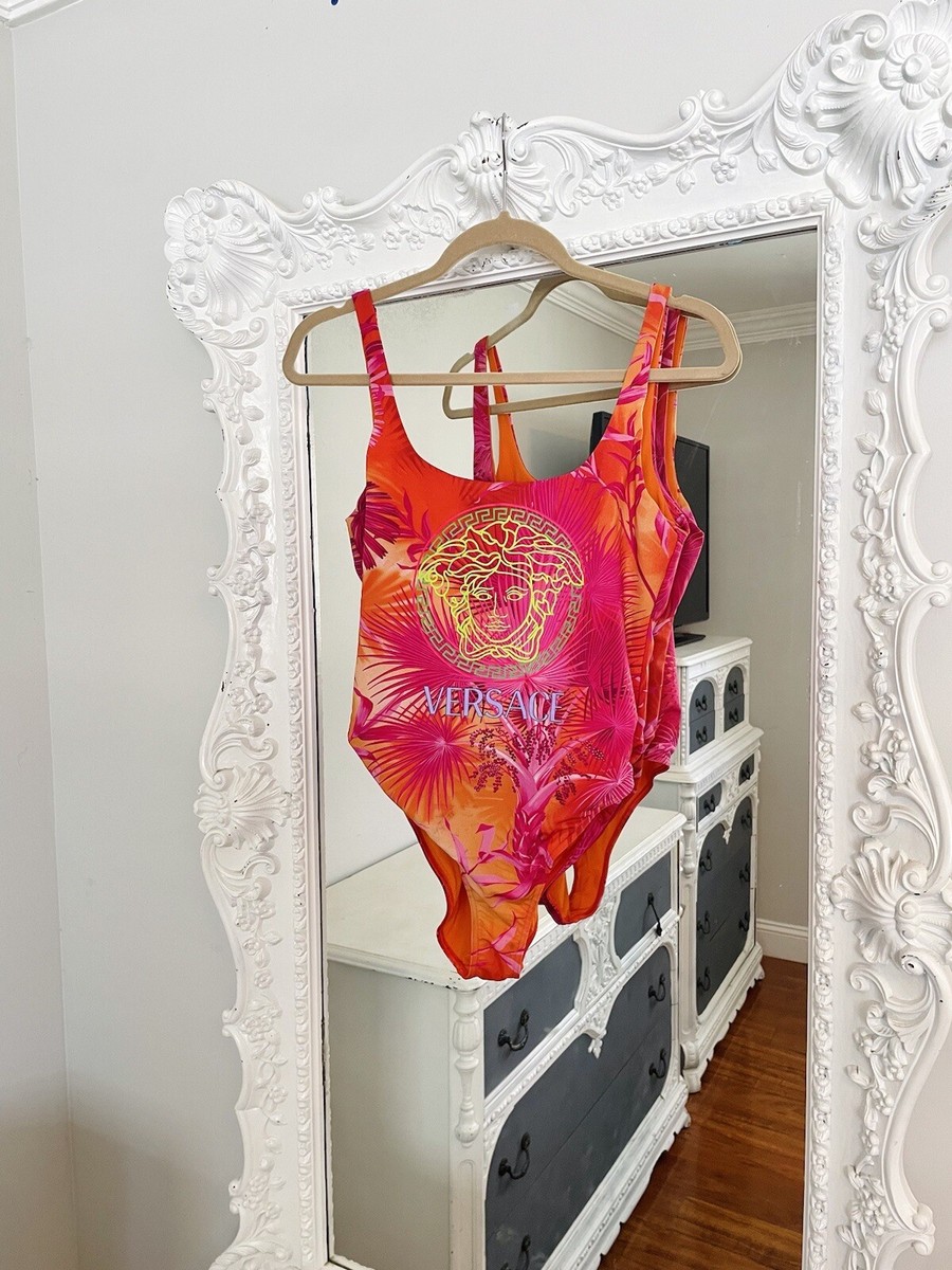 VERSACE Authentic Pink Red MEDUSA LOGO One Piece Bathing