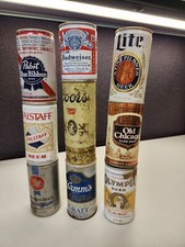 Lot Of 9 Vintage Metal Empty Beer Cans Pictur...
