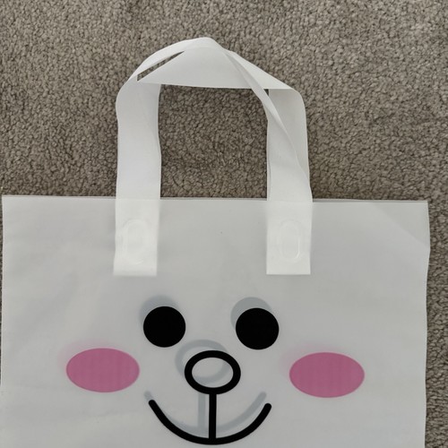 Cat Face Abstract Design Kids Tote Bag in White with Black + Pink Detailing - Picture 3 of 3