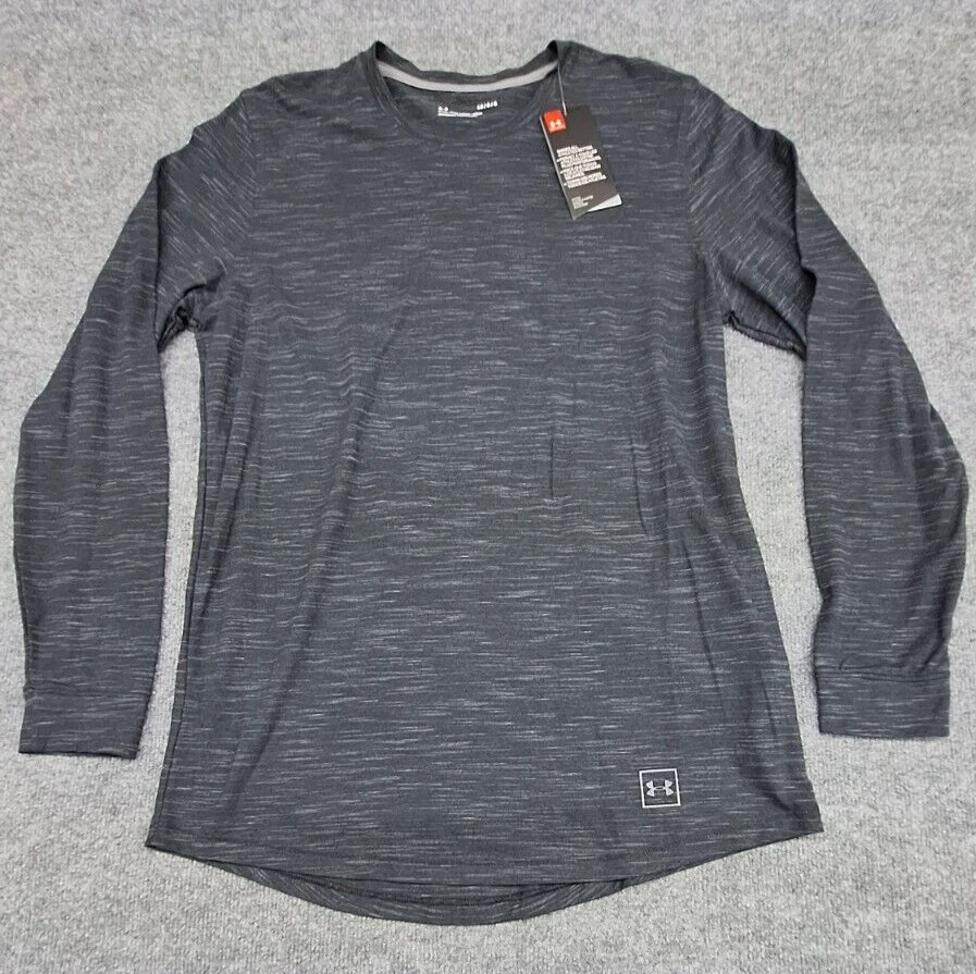 Under Armour Men's Large Pullover Long Sleeve Crew Neck Fitted T Shirt Charcoal