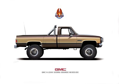 The Fall Guy Truck Illustration Car Art GMC K-2500 Sierra Grande. Lee Majors TV