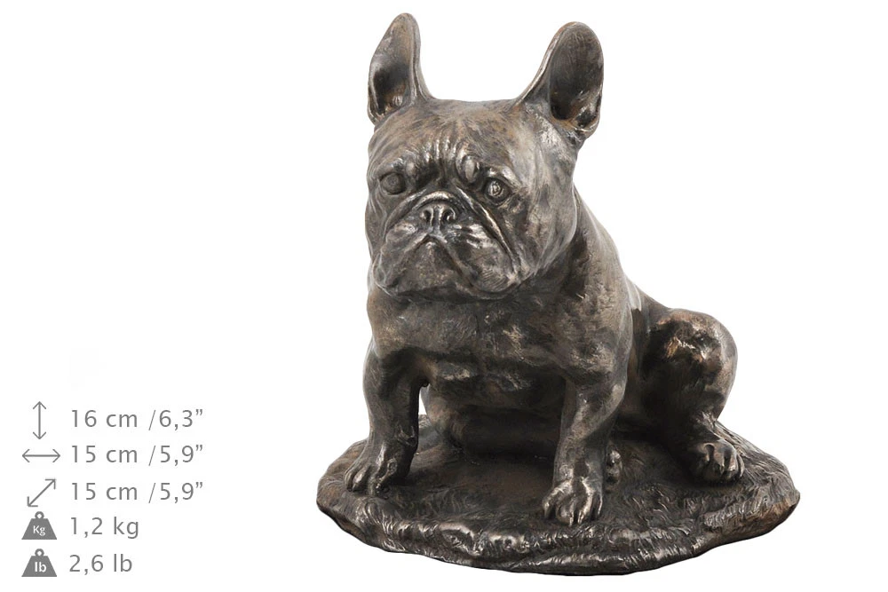 Französische Bulldogge 3, exclusive Urne, Kalte Bronze, ArtDog, AT