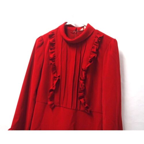 Brooks Brothers Red Fleece Womens Crepe Ruffle Trimmed Dress 2 Long Sleeve Shift - Picture 3 of 9