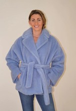 Max Mara Weekend Blue Teddy Bear Coat Size 6